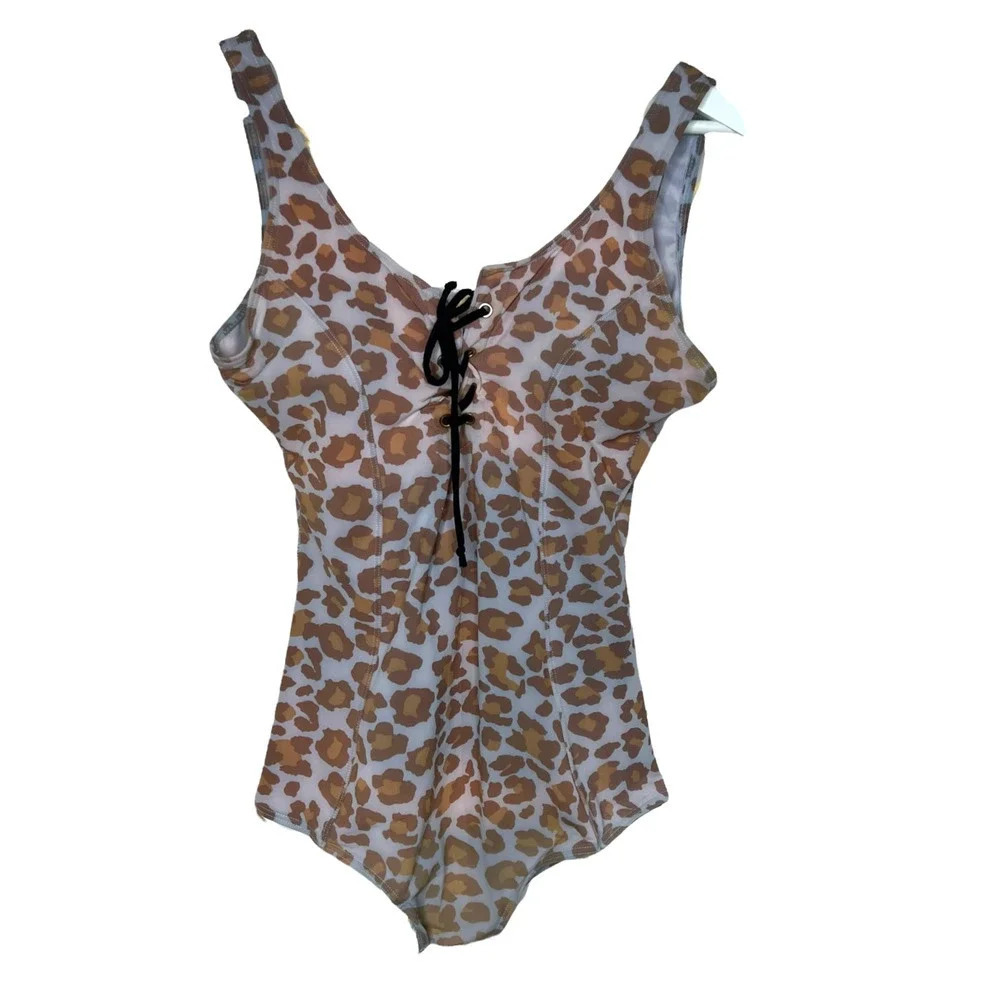 Beach Bash!‎ by Art & Tatyana Retro Leopard One Piece Swimsuit Brown Black